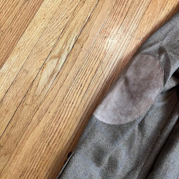 Lauren Ralph Lauren Blazer Mens 44R Wool Herringbone Elbow Patch Brown Suit Coat - Picture 5 of 12